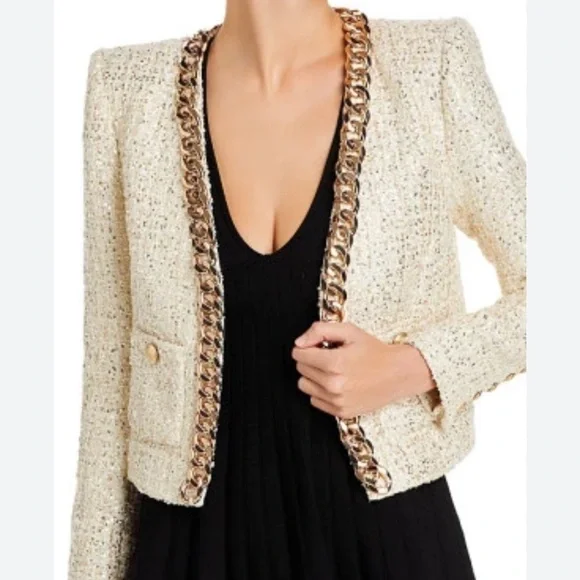 L'Agence Greta Chain Tweed Jacket US 6